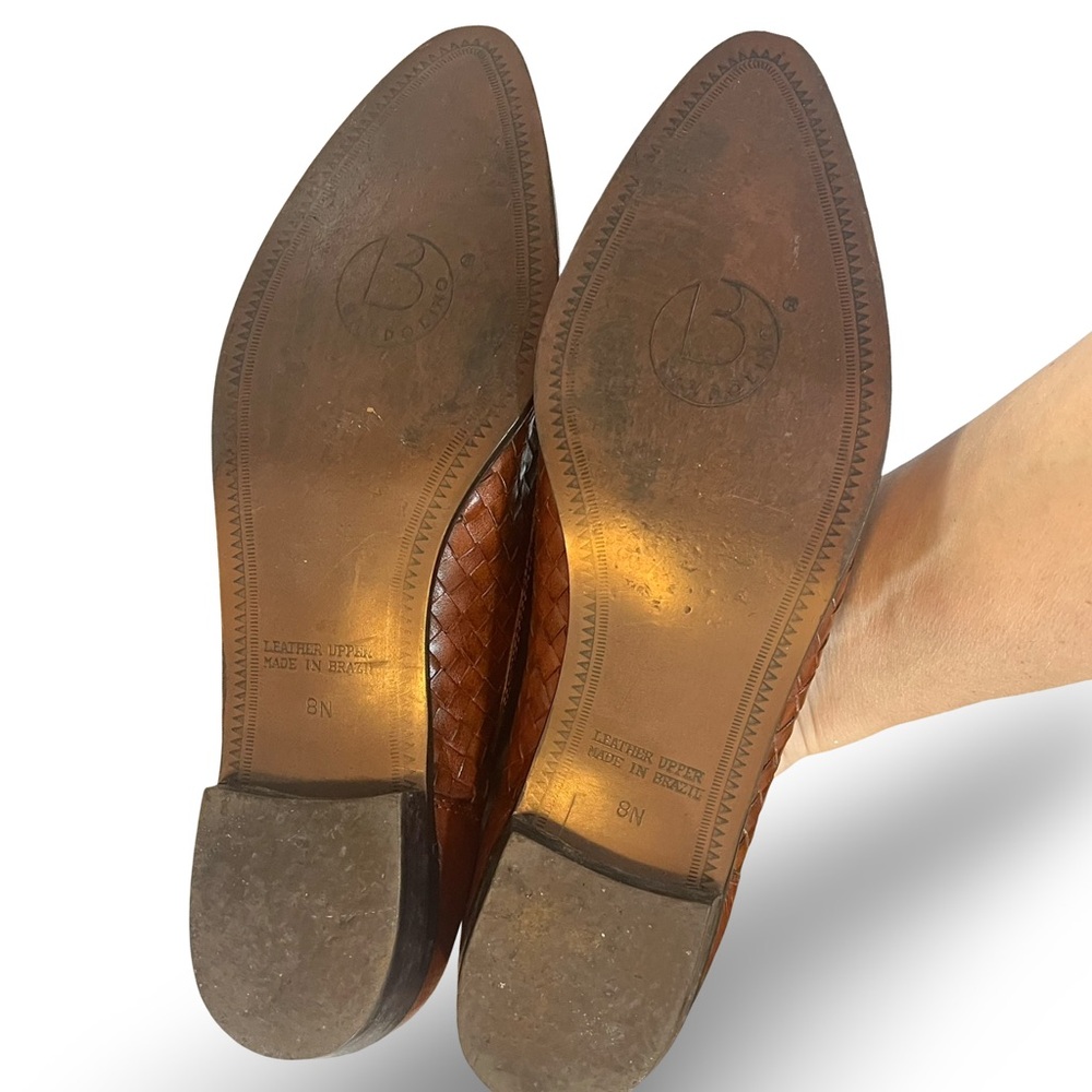 Vintage Bandolino Cognac Woven Leather Collegiate Buckle Loafer Size 8 Narrow - Picture 7 of 9